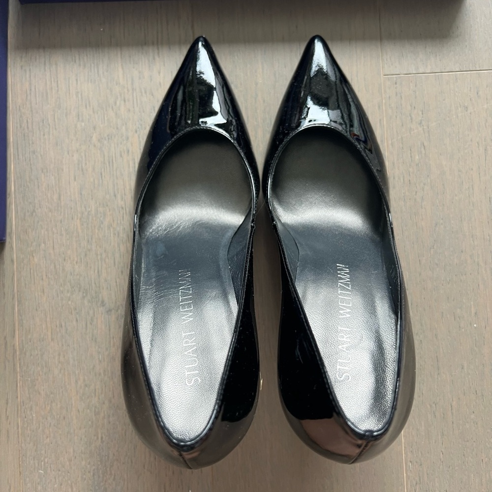 Stuart Weitzman pointed toe pump Black patent